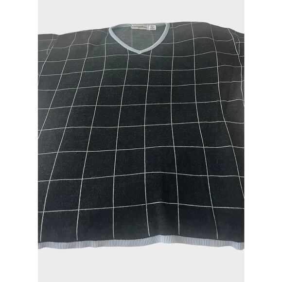 KAREN LESSLY LONG SLV V-NECK PULL-OVER SWEATSHIRT, WOMENS-L-GREY BLUE SQUARE GEO - Picture 3 of 12